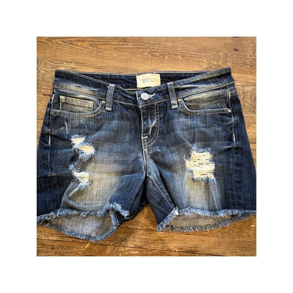 Buckle BKE Stella Denim Mid Rise Womens Distressed Cut Off 4” Shorts Size 26
